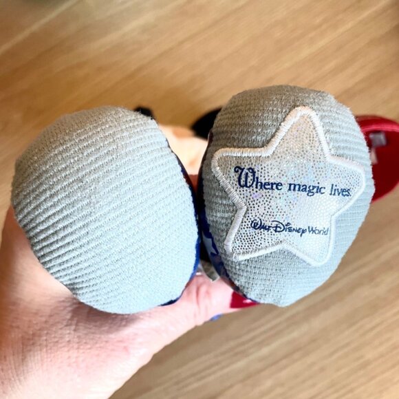 Vintage Mickey Mouse Bean Bag Plush Where Magic Lives Holding Souvenir Cap - Picture 5 of 11